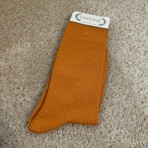 DAPHNE Italian socks Saffron yellow orange - Super-Durable Cotton Lisle 36-38